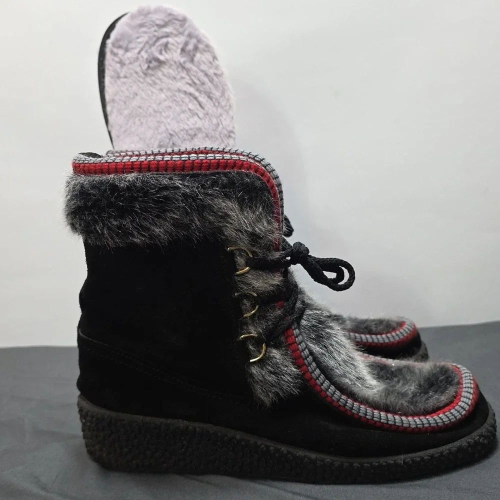 vintage Italian Woodbridge alpine snow boots sz 37 US‎ Size 6 black red grey...
